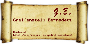 Greifenstein Bernadett névjegykártya